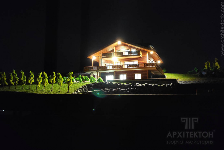 Architectural model of a cottage, scale 1/200